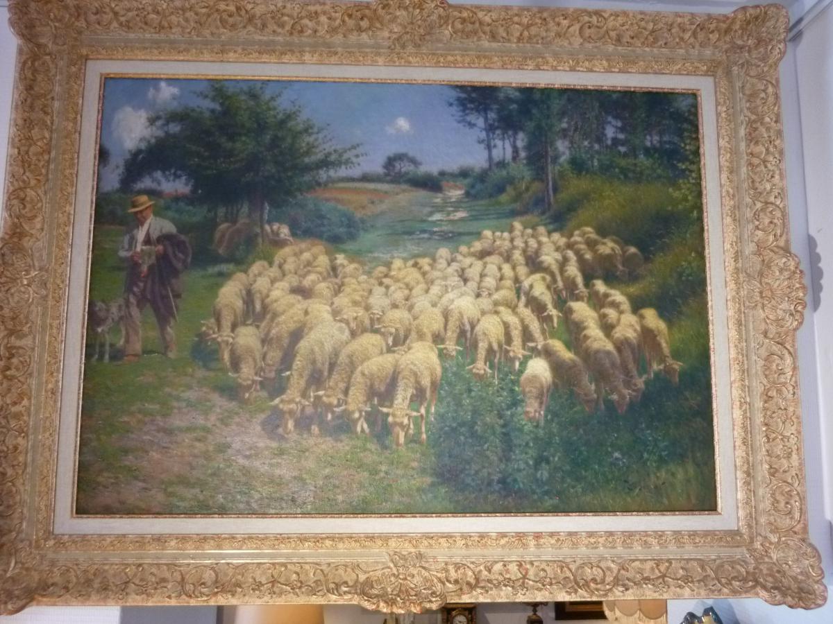 Victor Binet (1849-1924) "shepherd And His Flock"-photo-2