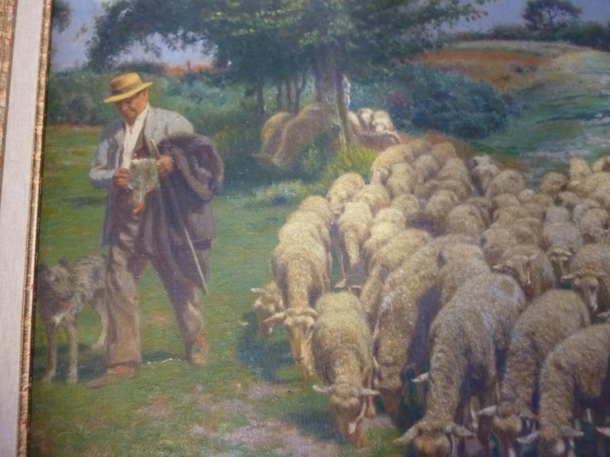 Victor Binet (1849-1924) "shepherd And His Flock"-photo-3