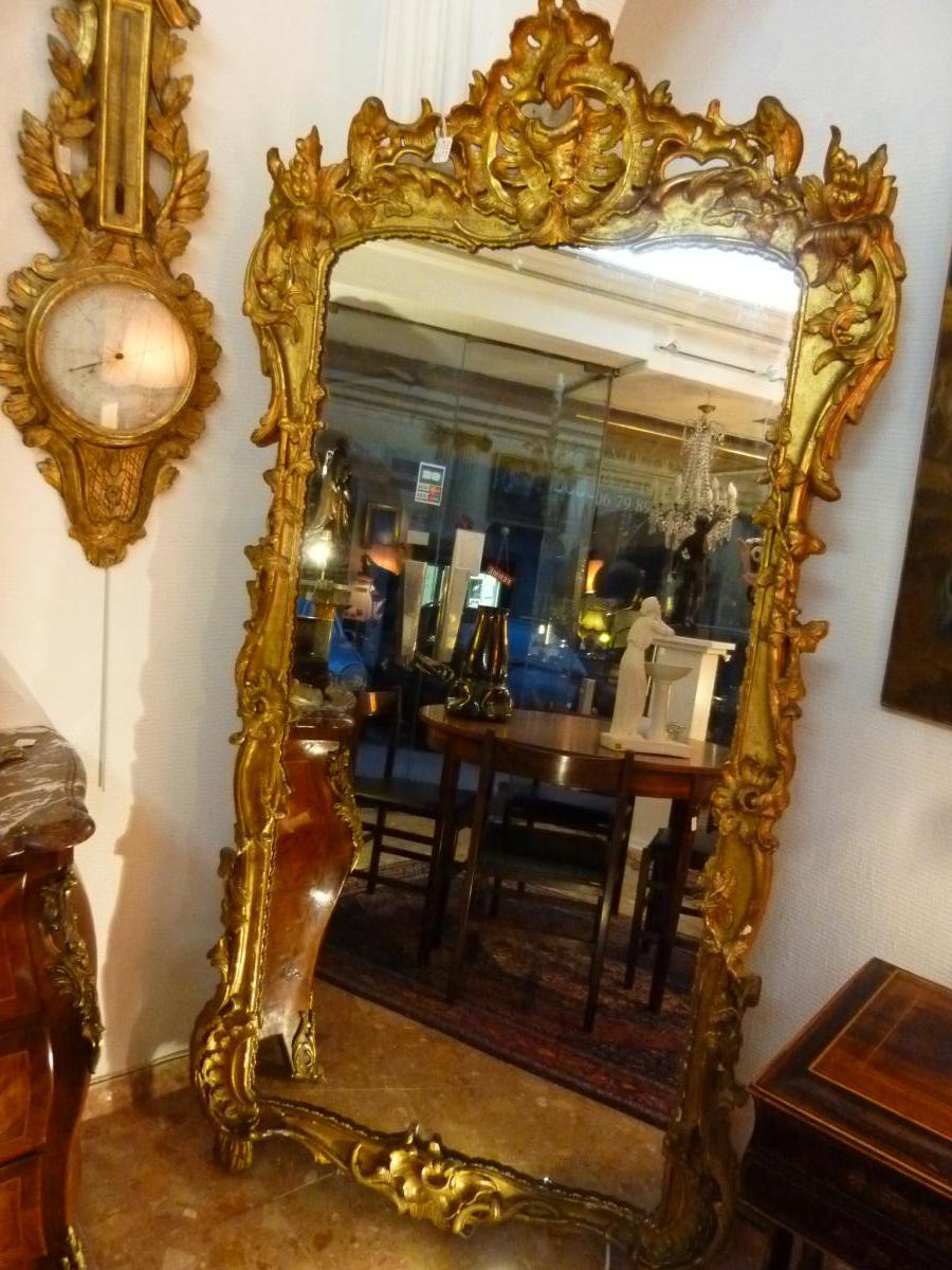 Mirror In Golden Wood Louis At The Vintage Sheet XV - XVIIIth Century