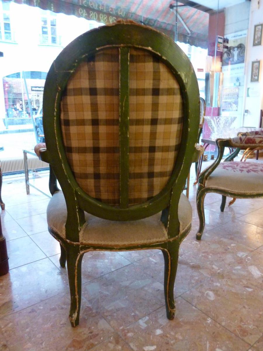 4 Armchairs Medaillon Transition Period Louis XV - Louis XVI-photo-3