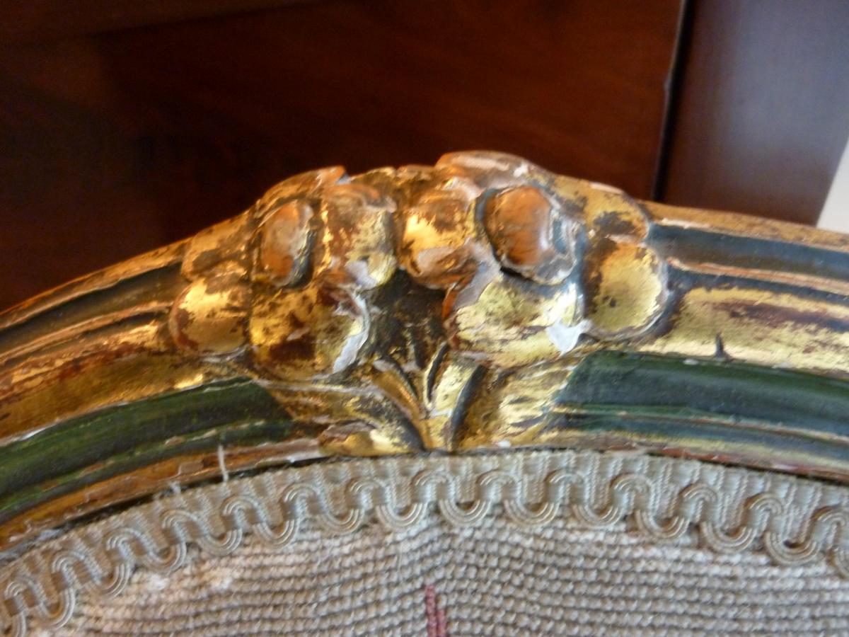 4 Armchairs Medaillon Transition Period Louis XV - Louis XVI-photo-3