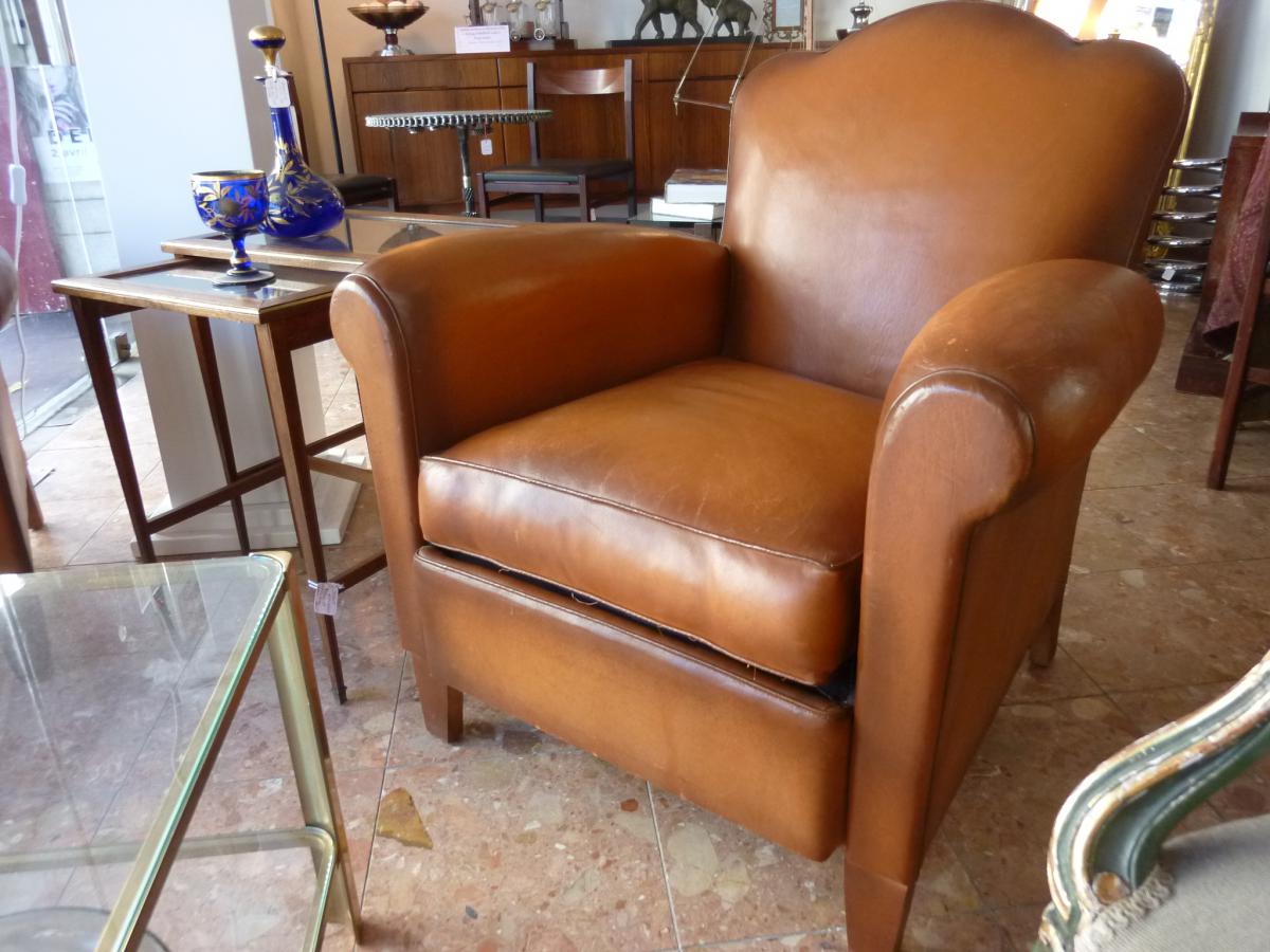 Paire De Fauteuils Club Cuir -photo-2