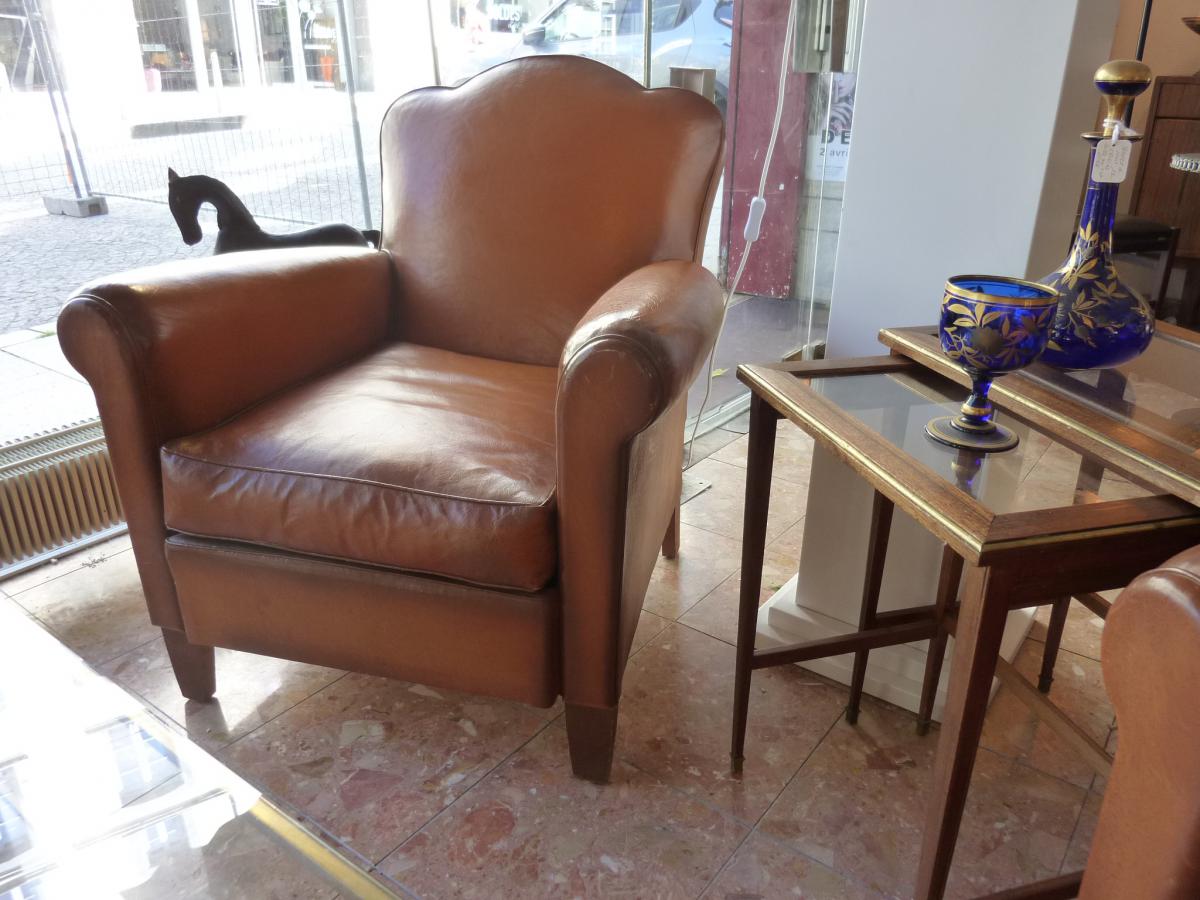 Paire De Fauteuils Club Cuir -photo-3