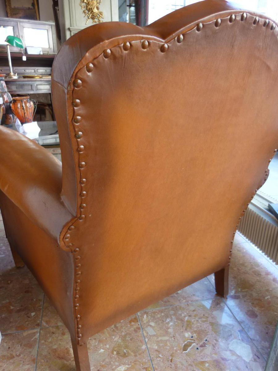 Paire De Fauteuils Club Cuir -photo-4