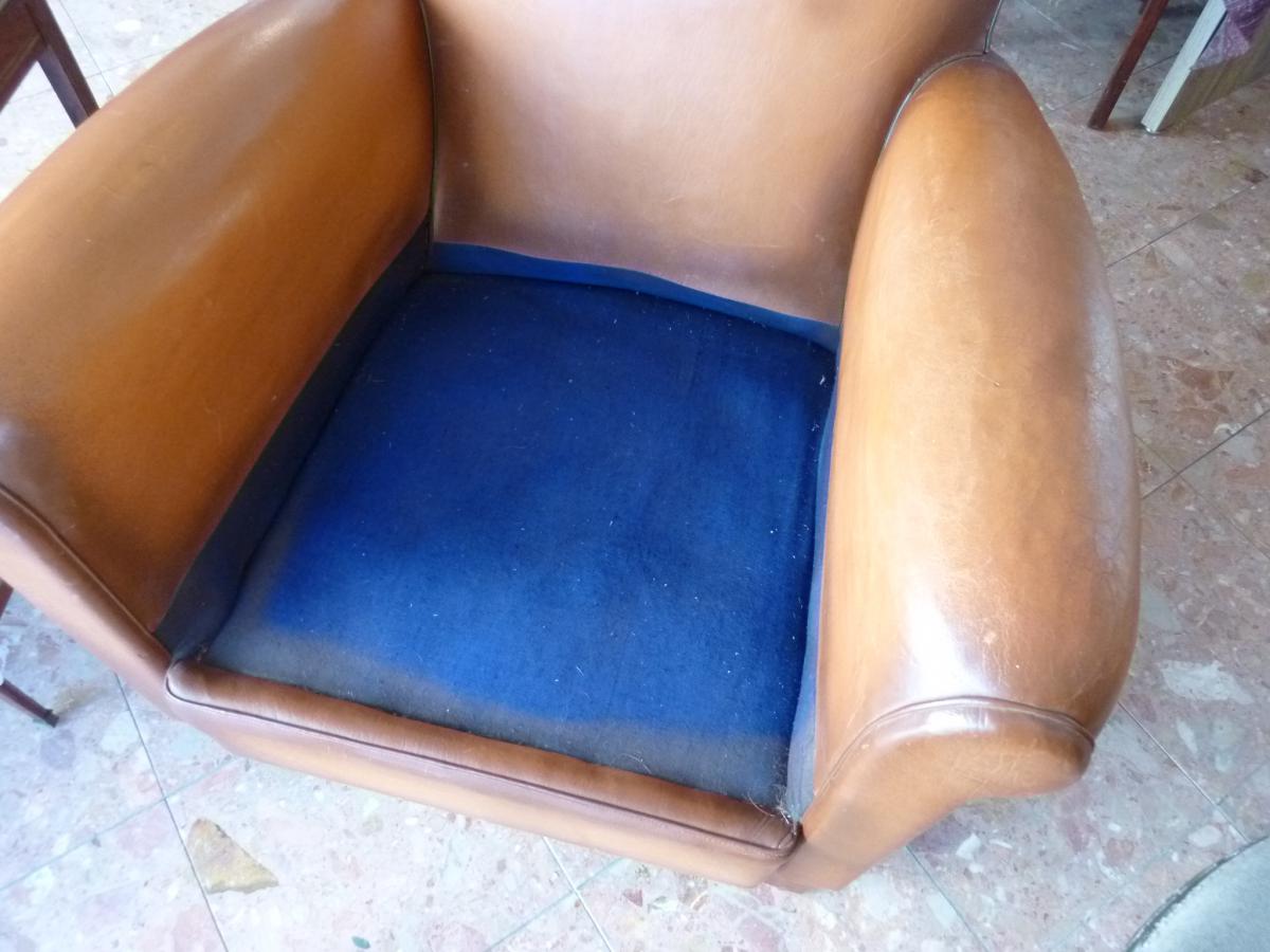 Paire De Fauteuils Club Cuir -photo-1