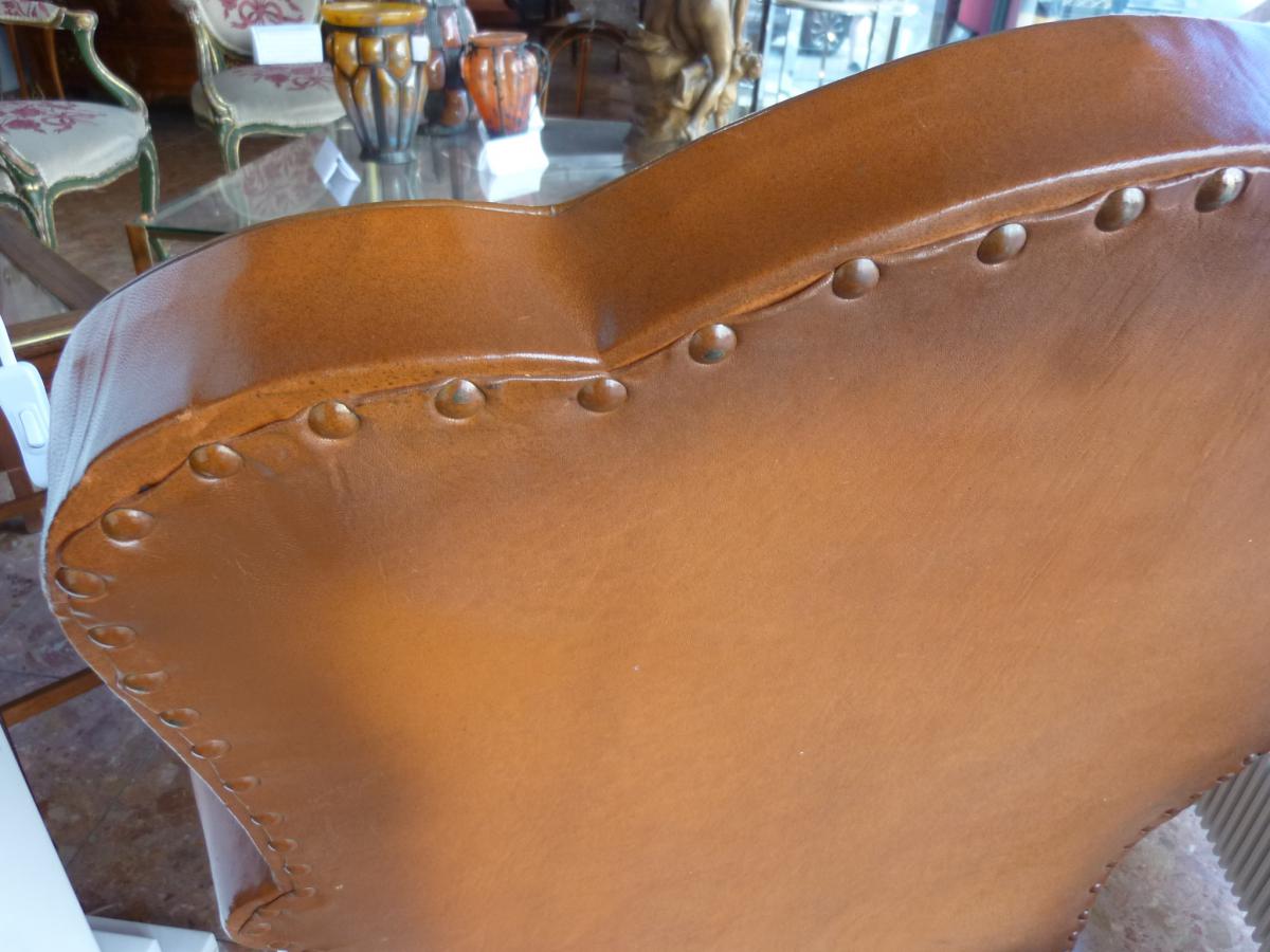 Paire De Fauteuils Club Cuir -photo-2
