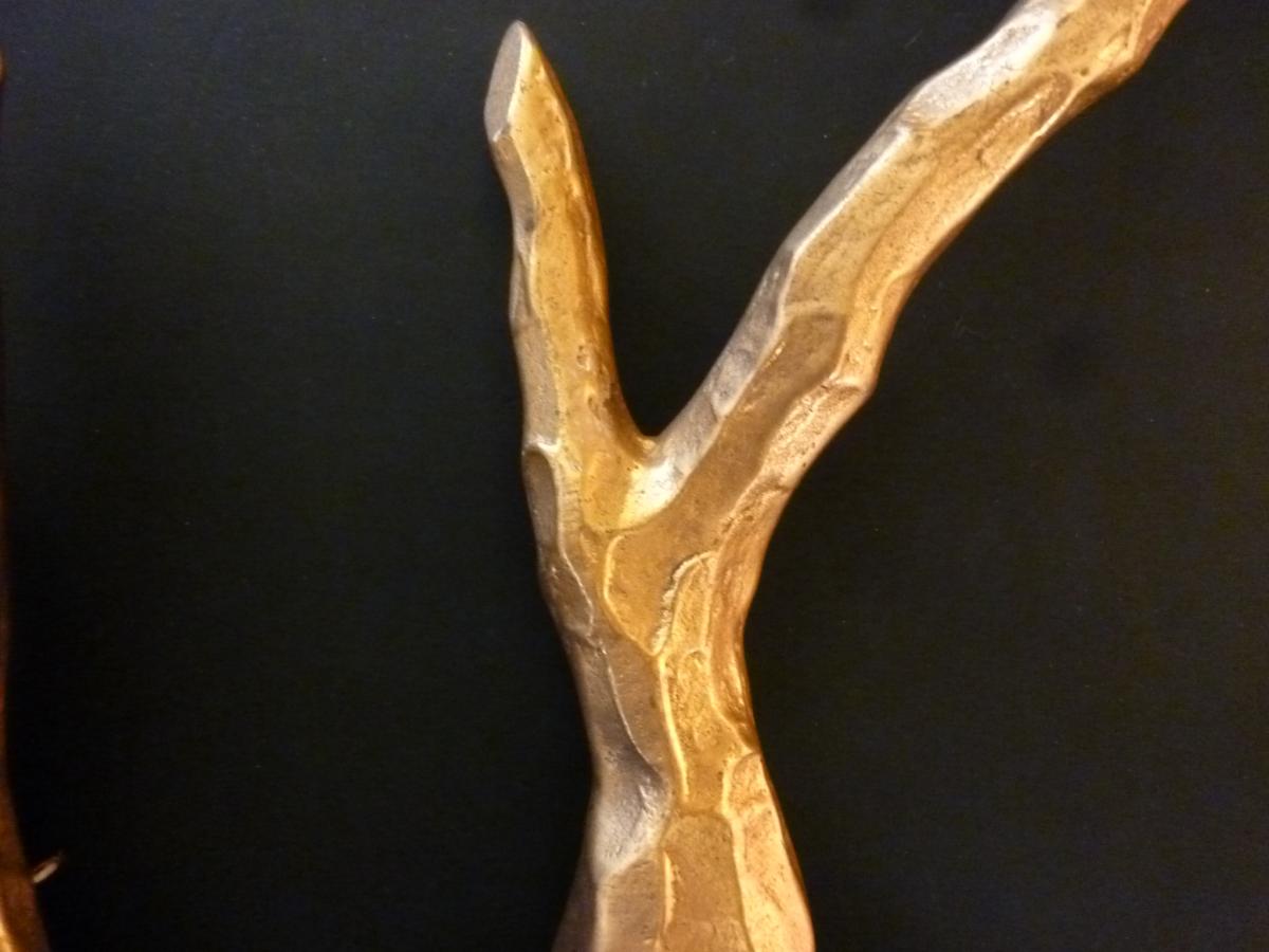 Appliques Attribuées à Félix Agostini En Bronze Doré Patiné 1960-photo-3