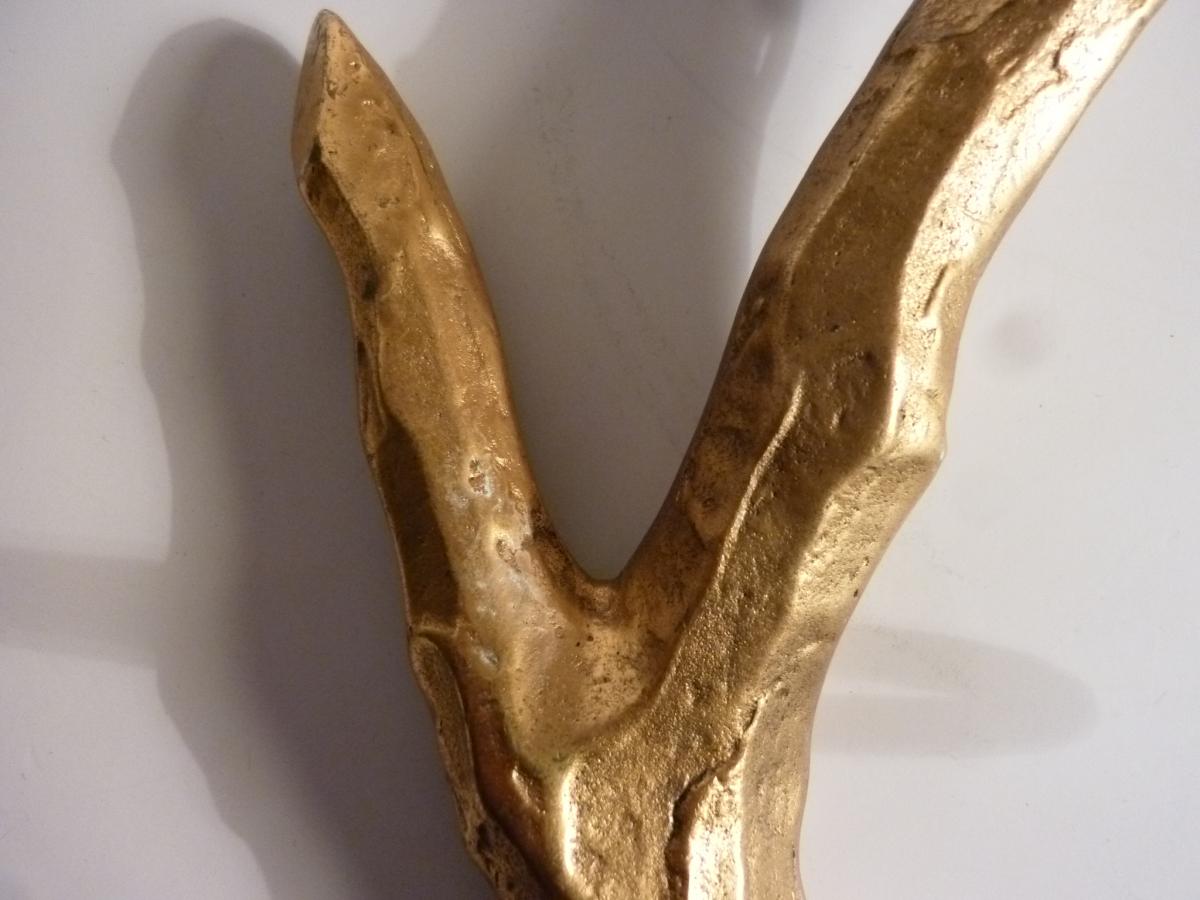 Appliques Attribuées à Félix Agostini En Bronze Doré Patiné 1960-photo-3