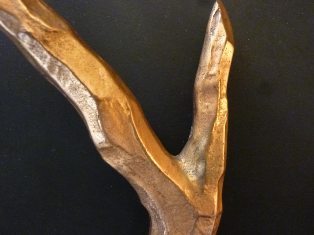 Appliques Attribuées à Félix Agostini En Bronze Doré Patiné 1960-photo-7