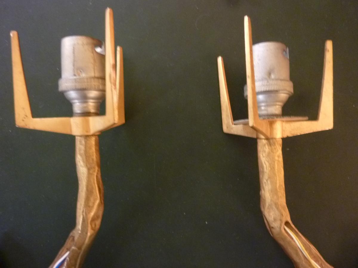 Appliques Attribuées à Félix Agostini En Bronze Doré Patiné 1960-photo-8