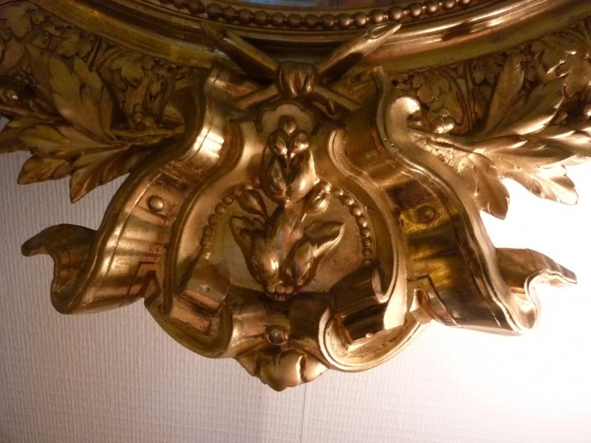 Grand Miroir Ovale 19ème Style Louis XVI-photo-3