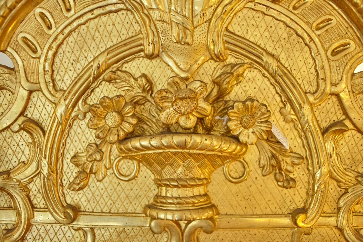 Mirror Wood And Stucco Gilded Leaf Style 19th Century-photo-2