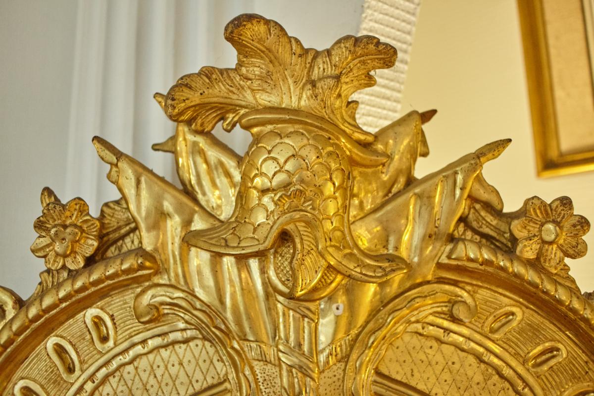 Mirror Wood And Stucco Gilded Leaf Style 19th Century-photo-3