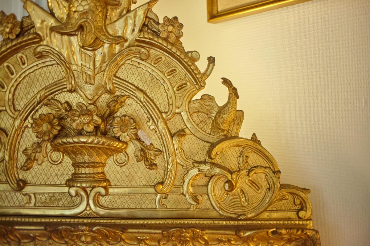 Mirror Wood And Stucco Gilded Leaf Style 19th Century-photo-4