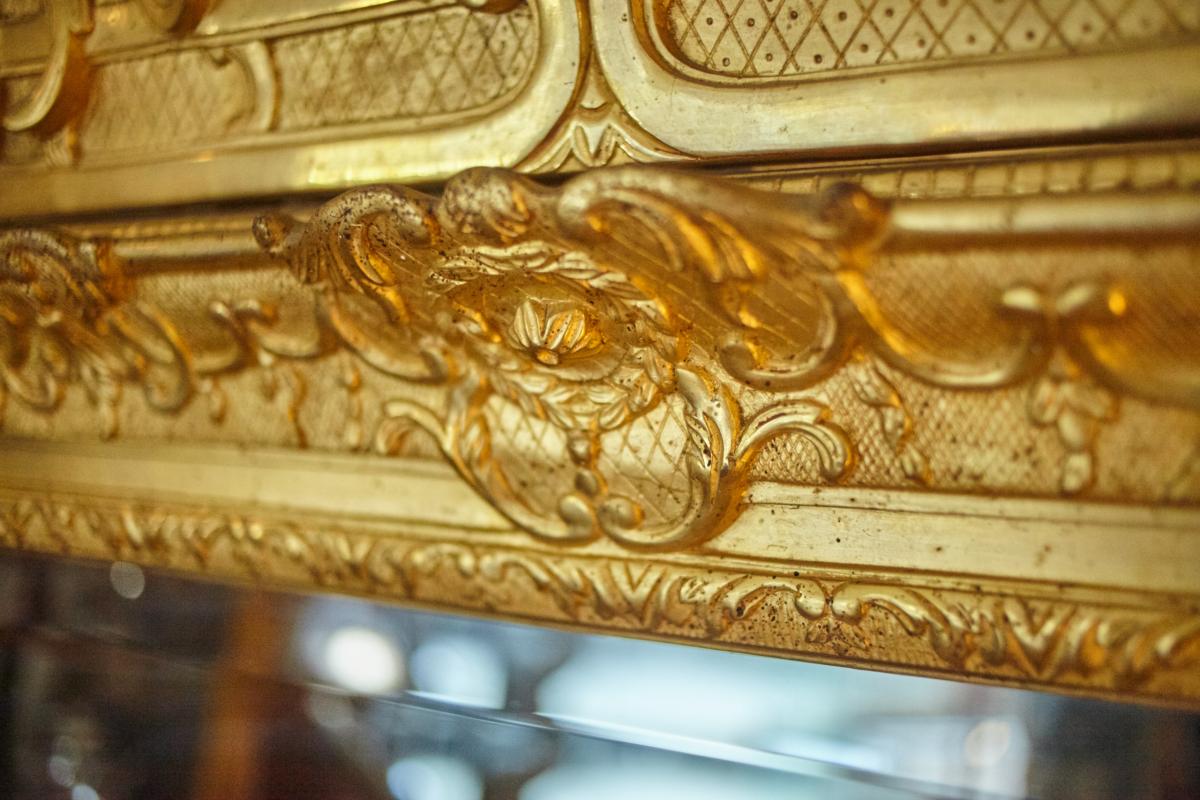 Mirror Wood And Stucco Gilded Leaf Style 19th Century-photo-1