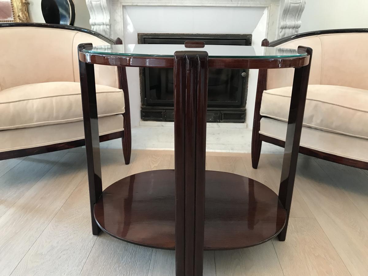 Pair Of Armchairs And Pedestal Rosewood Art Deco 1930-photo-2