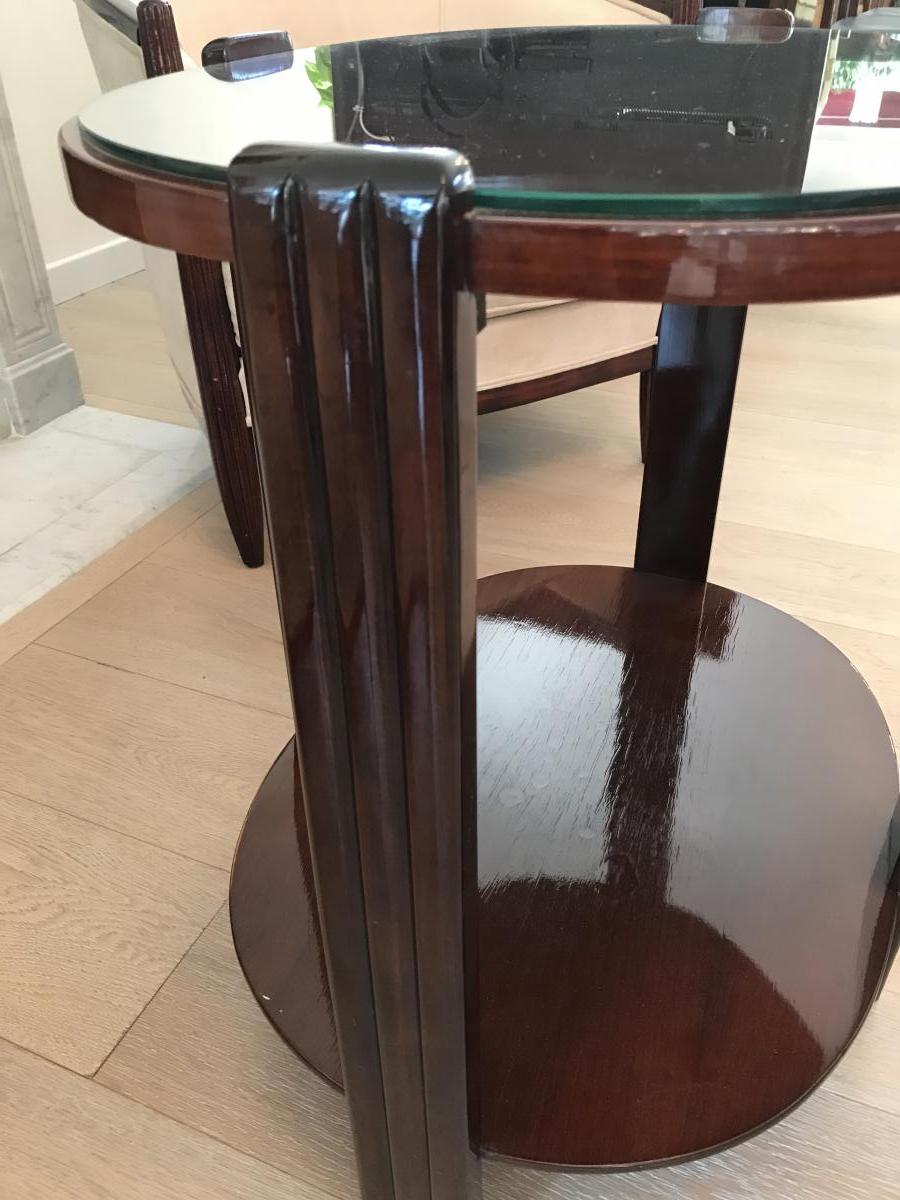 Pair Of Armchairs And Pedestal Rosewood Art Deco 1930-photo-1