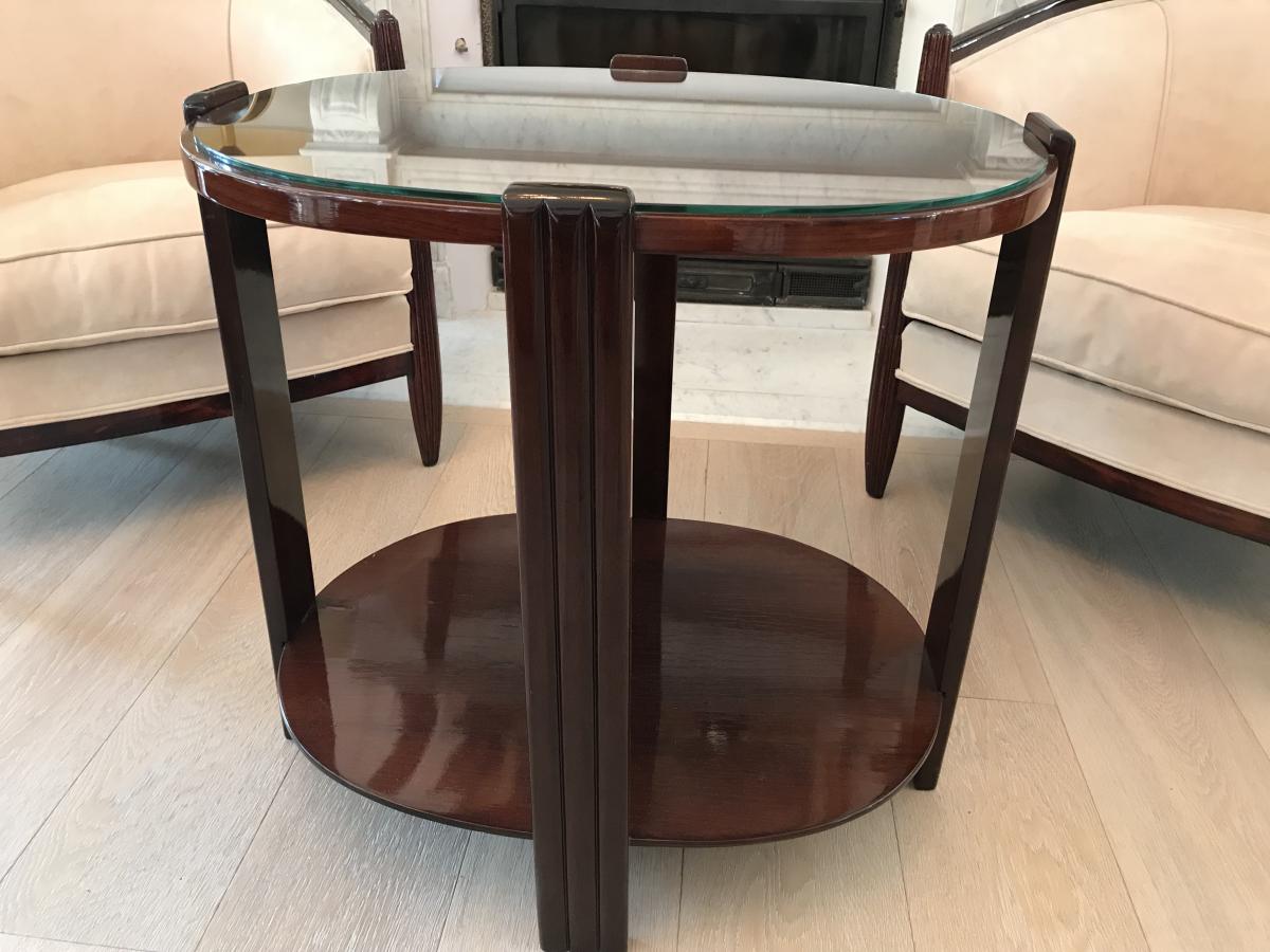 Pair Of Armchairs And Pedestal Rosewood Art Deco 1930-photo-2