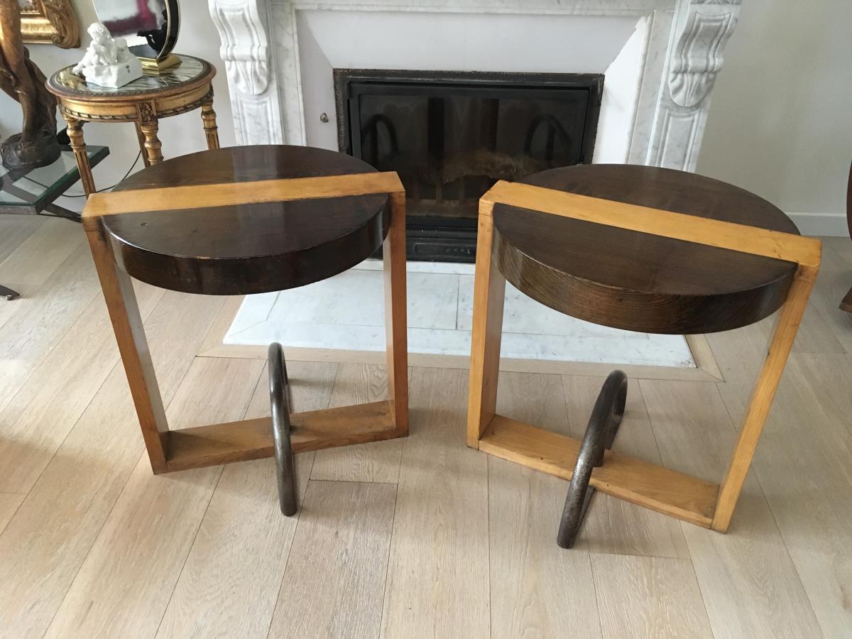 Circular Pedestal Table Art Deco Wood And Metal