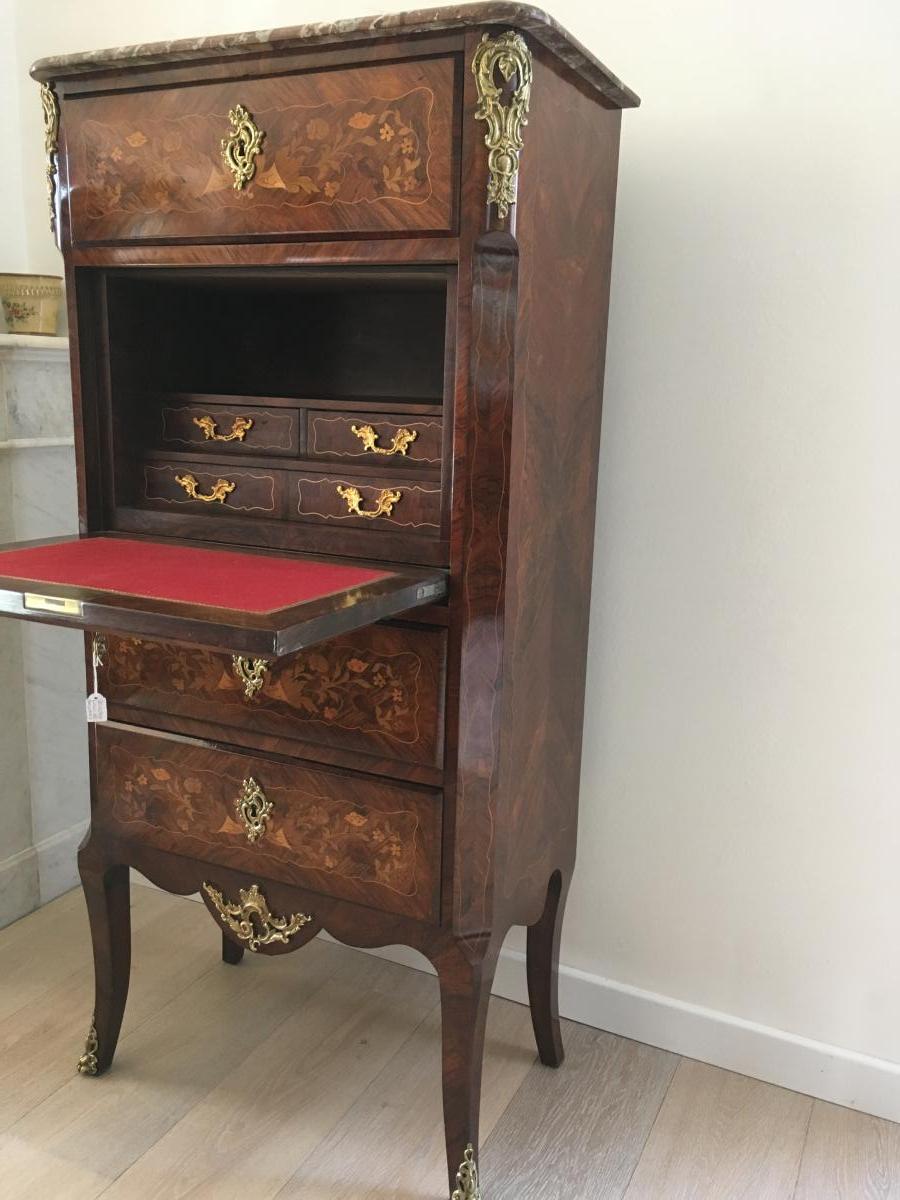 Secretaire Napoleon III - En Marqueterie - XIXeme Siècle-photo-4