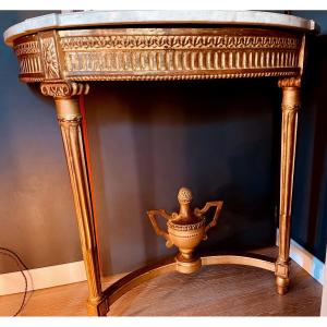 Console Louis XVI Period In Gilded Wood 18th Century