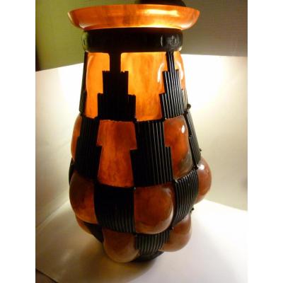Vase Art Déco en Pâte De Verre Daum-Majorelle 