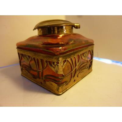 Iridescent Inkwell, Art Nouveau, De Manufacture Loets