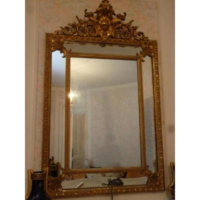 Mirror With Beading Style Louis XV Epoque XIX