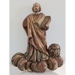 Saint Jérôme Bois Sculpté Polychrome Fin 18ème 