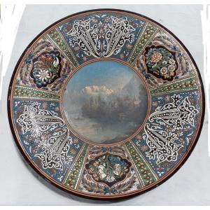 Thun Ceramic Dish Decorated With Lake And Mountain 19th 