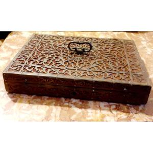 Box In Ornate Metal And Velvet Troubadours Period 