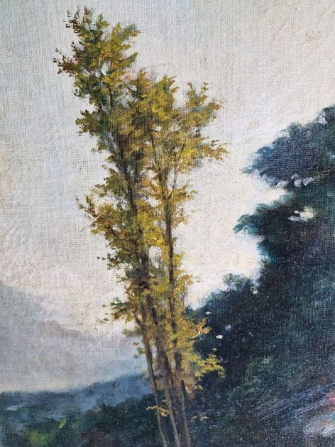 Landscape With Picnic On The River Bank. Oil On Canvas, Size 54x73 Cm, Frame 73x94 Cm-photo-3