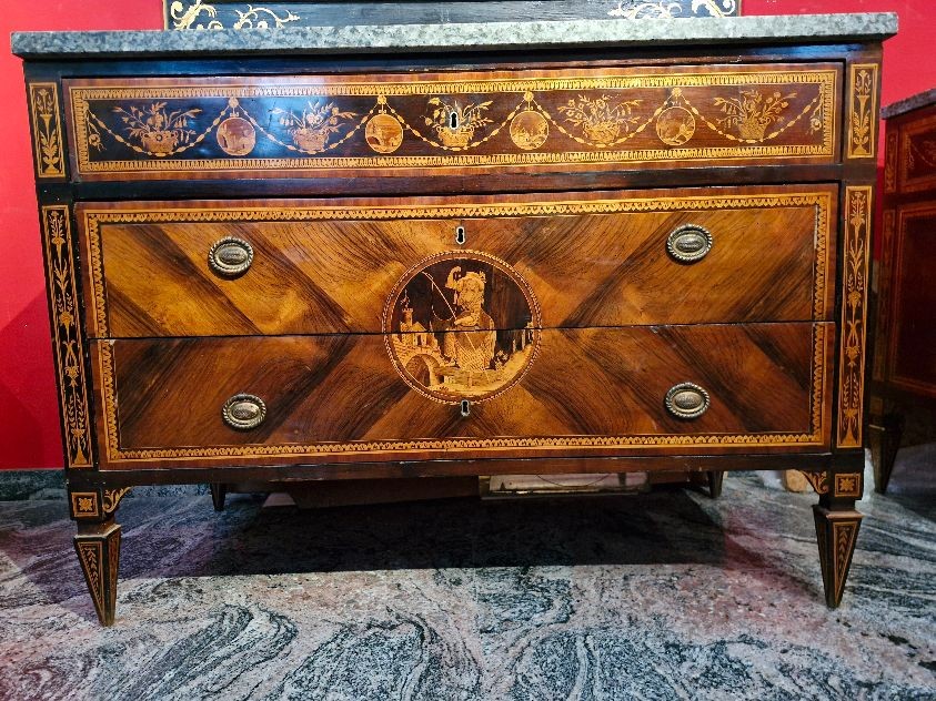 Paire de commodes néoclassiques-photo-3