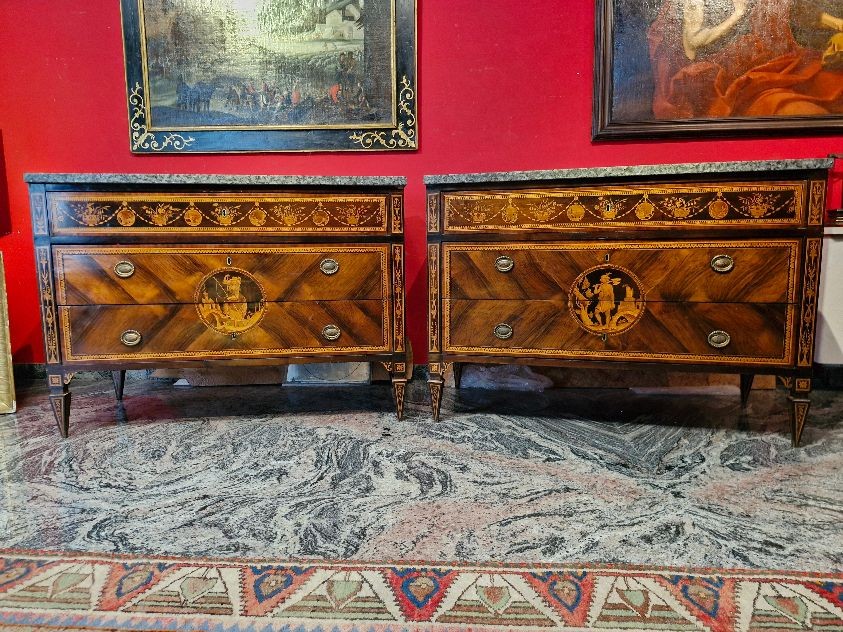 Paire de commodes néoclassiques