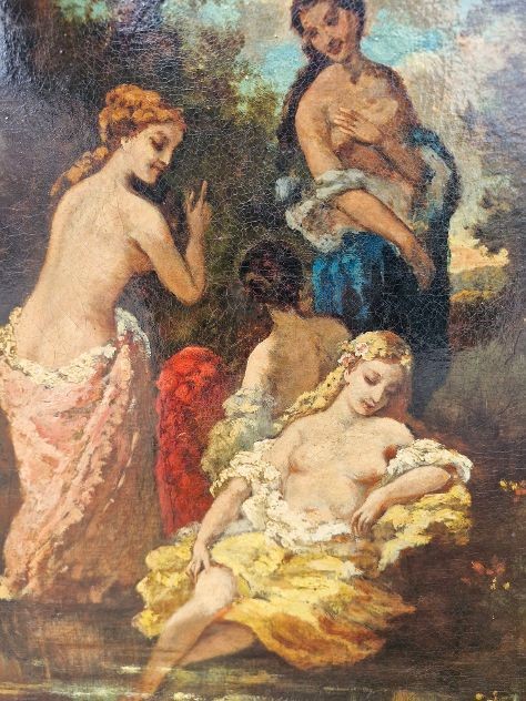 NARCISSE DIAZ DE LA PENA FRANCE 1808-1876 BAIGNADE FEMME-photo-3