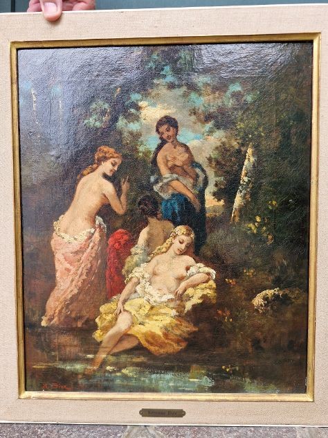 NARCISSE DIAZ DE LA PENA FRANCE 1808-1876 BAIGNADE FEMME-photo-4