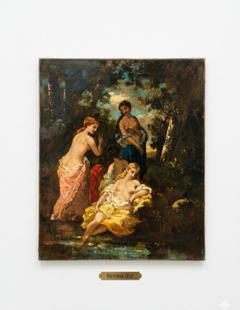 NARCISSE DIAZ DE LA PENA FRANCE 1808-1876 BAIGNADE FEMME