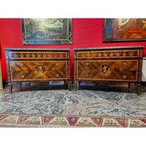 Paire de commodes néoclassiques