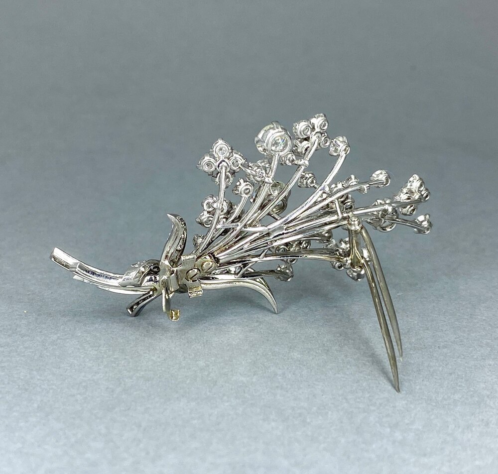Antique Brooch In Platinum, Gold And Diamonds-photo-3