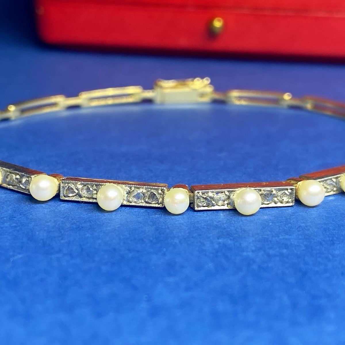 Bracelet Art Déco En Or, Platine, Perles Et Diamants-photo-2