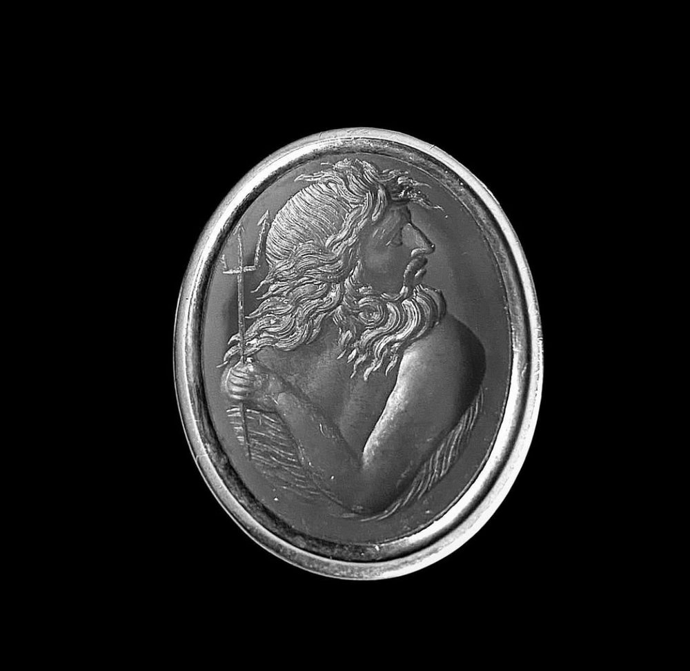 Broche ancienne or, argent et intaille en cornaline-photo-2