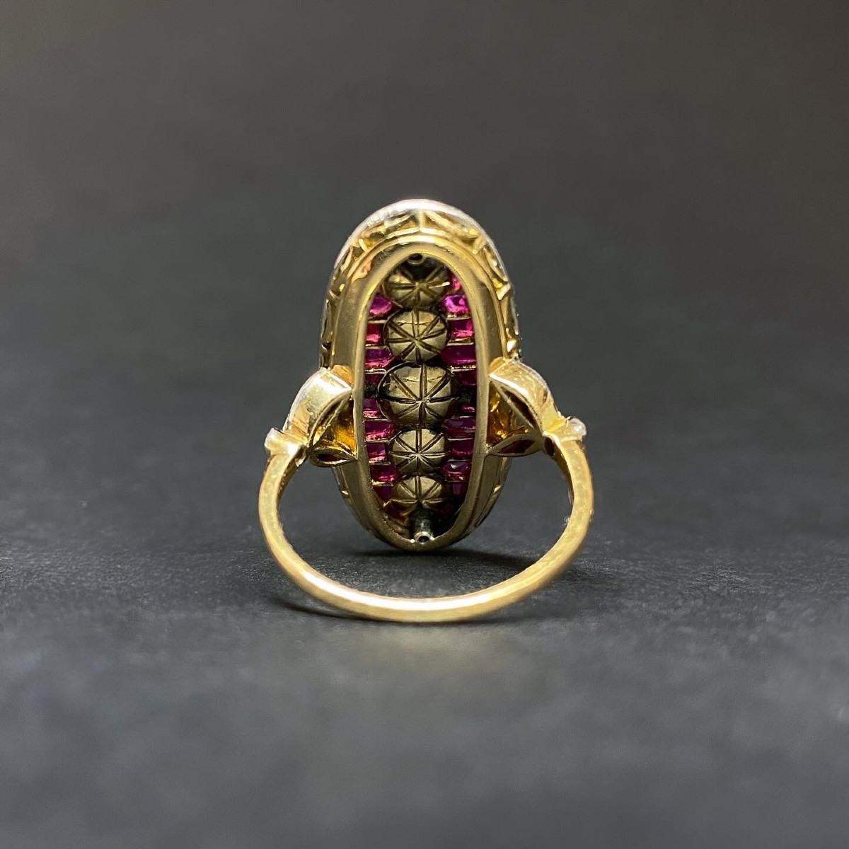 Antique Belle Epoque Ring In Gold, Rubies, Diamonds And Pearls-photo-1