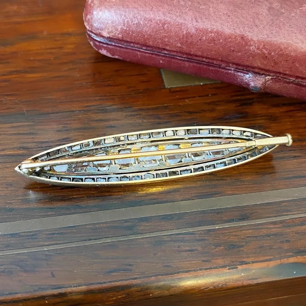 Antique Gold, Silver And Diamond Brooch-photo-3