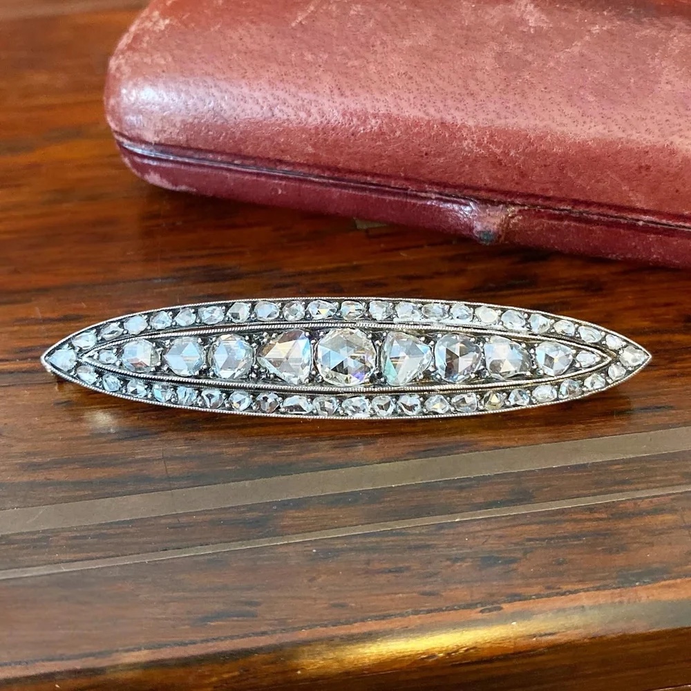 Antique Gold, Silver And Diamond Brooch