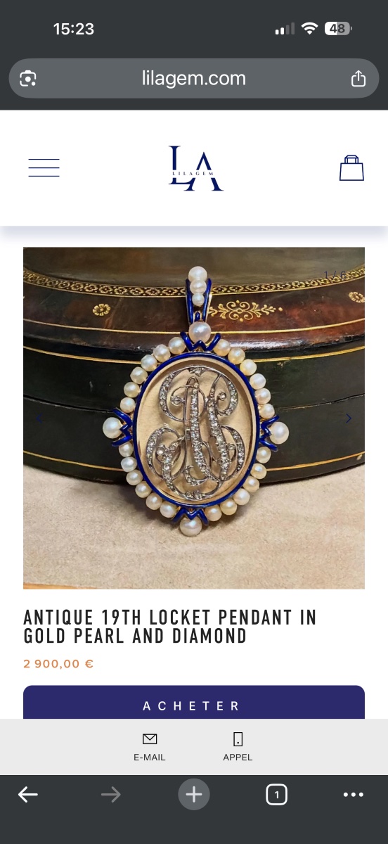 Pendentif porte-souvenir en or, diamants et perles-photo-3