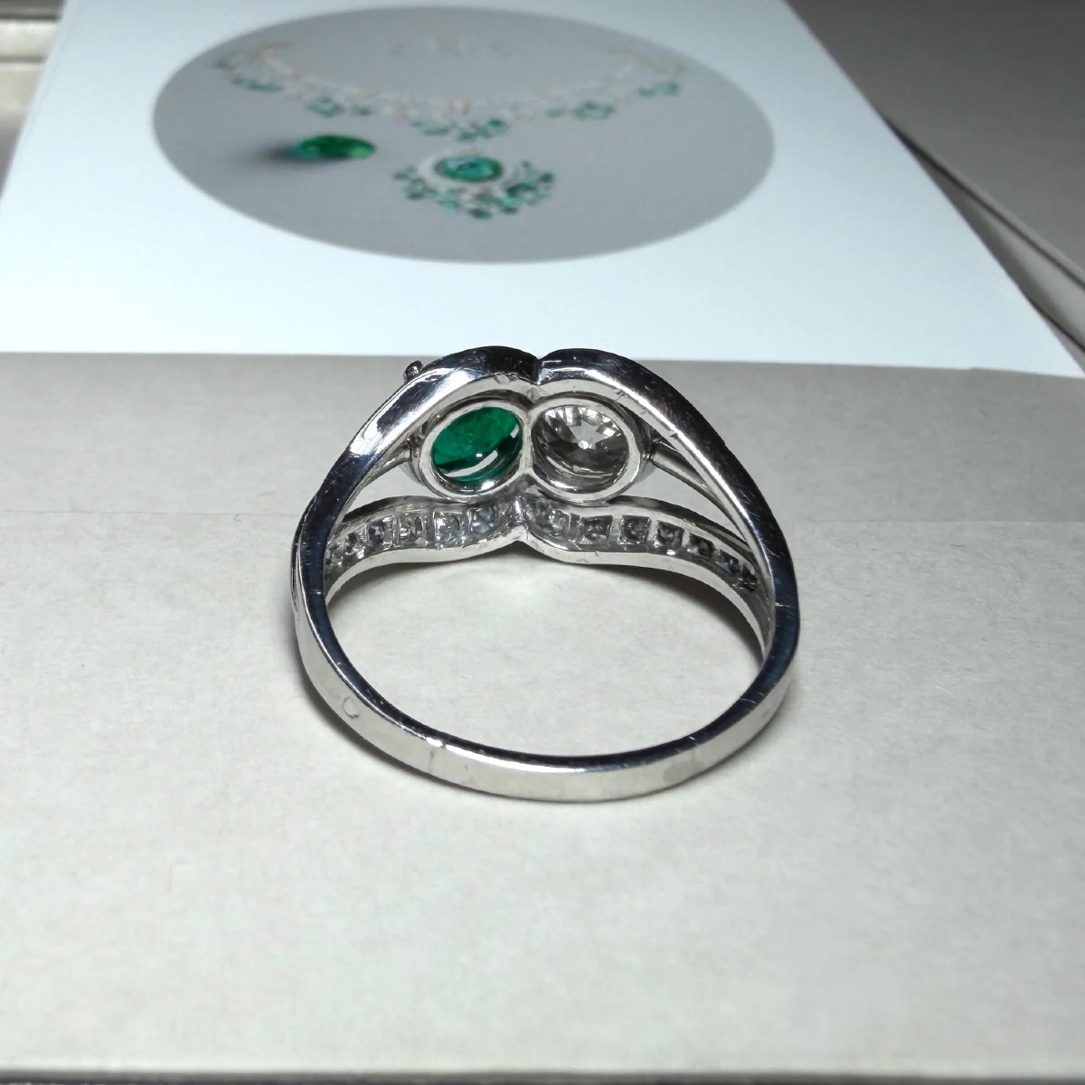 Vintage Platinum, Diamond And Emerald Ring-photo-1