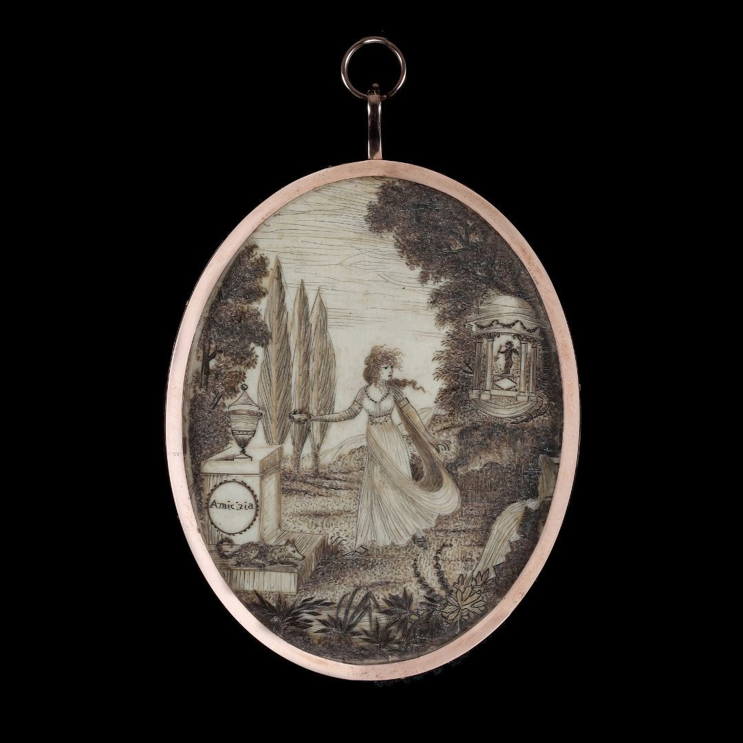 A Double-sided Hairwork Miniature-photo-2