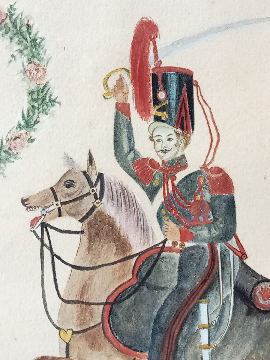 Watercolor Drawing Of The Time, Souvenir Of Horse Artillery Guérin In 1831, Louis-philippe, 19th-photo-4