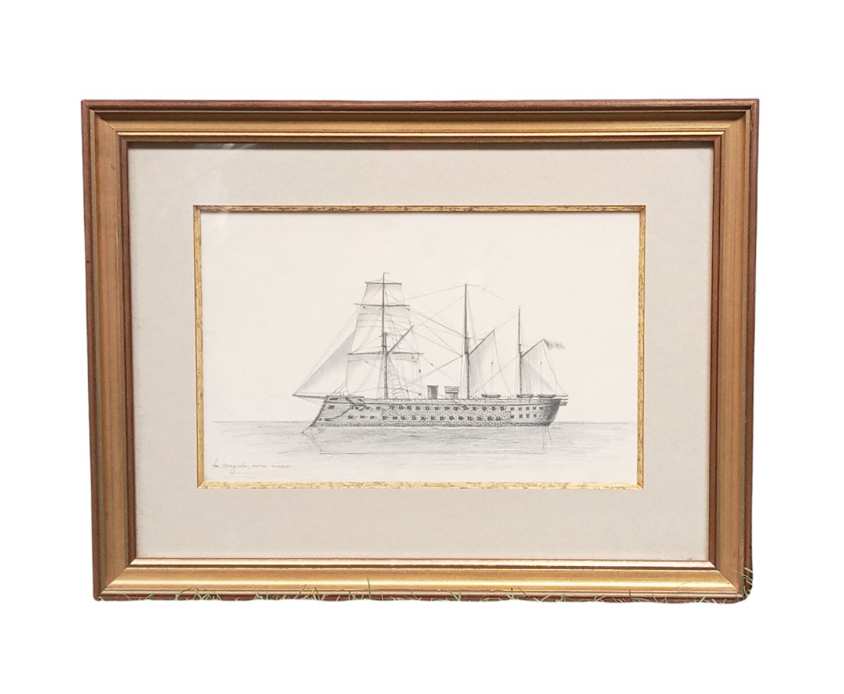 Navy. The "magenta", Armored Ship, Pencil Drawing, Late 19th Century