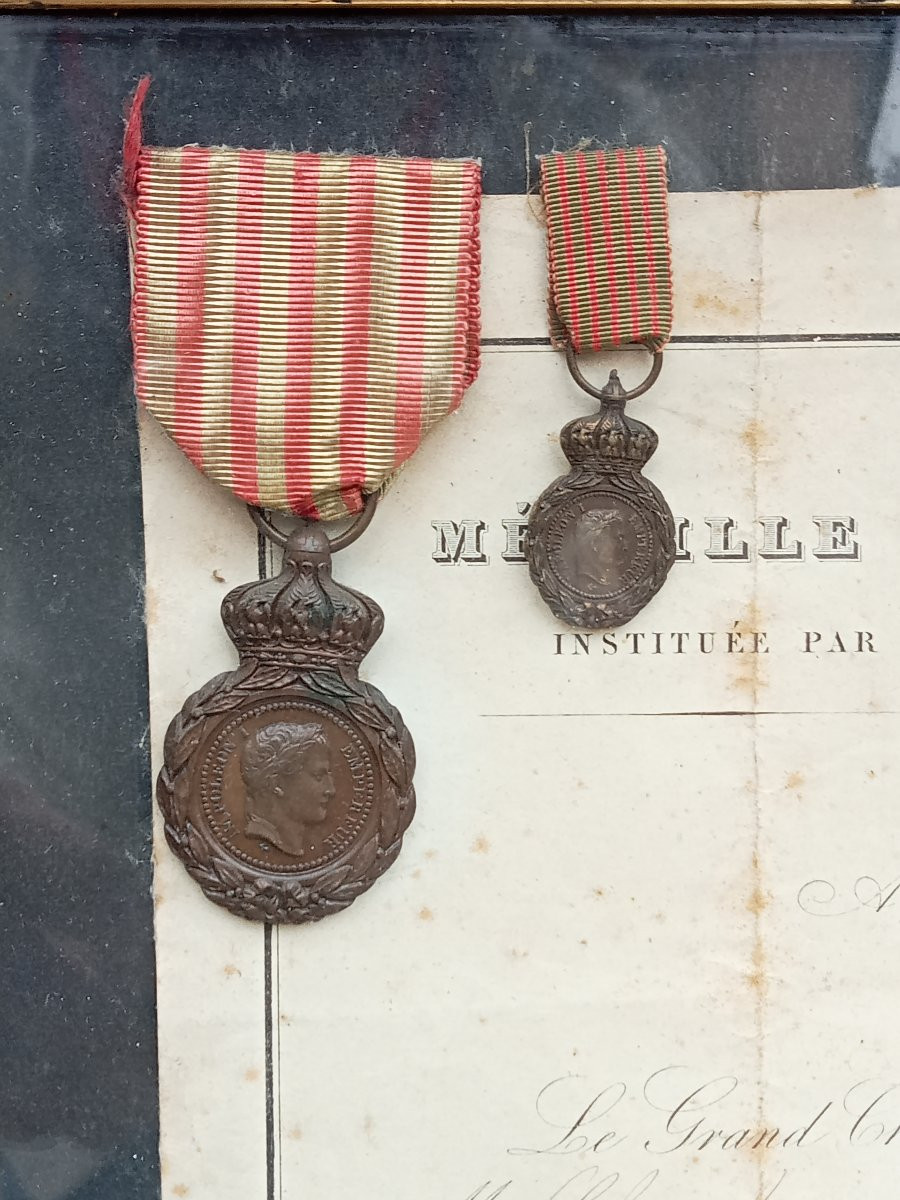 Medals Of Saint Helena, Profile Of Napoleon I, Awarded Diploma, Napoleon III Period, 19th Century-photo-2